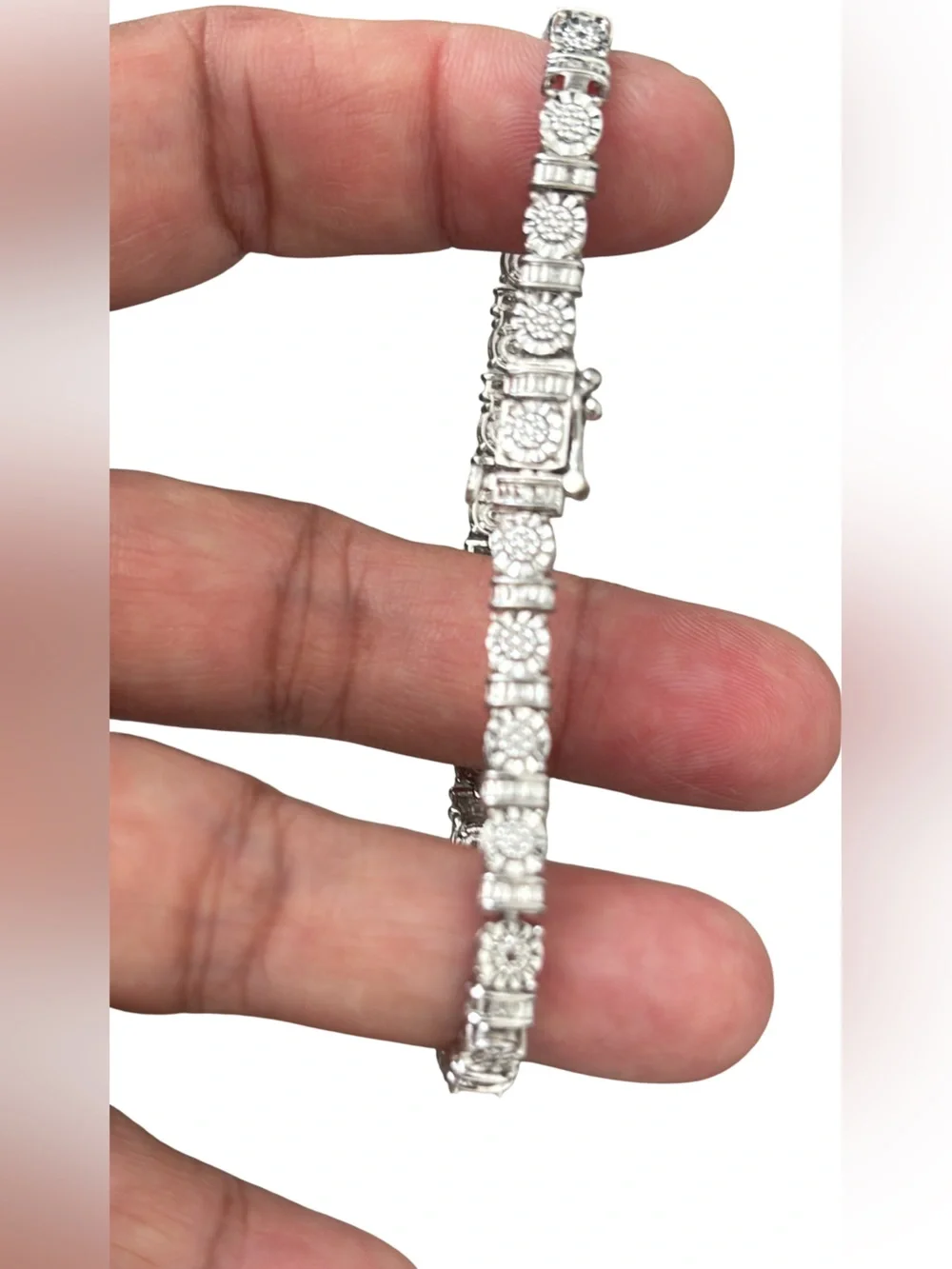 Sterling Silver and Diamond Tennis Bracelet